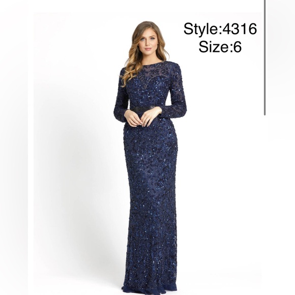 Long sleeve embellished gown - Picture 2 of 4